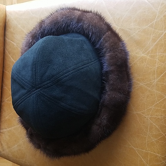 NEW Nathalie Montreal Genuine suede and mink fur hat - Picture 2 of 8